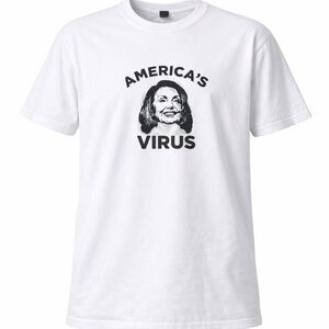 Nancy Pelosi Funny America’s Virus T Shirt White Donald Trump Sz Large